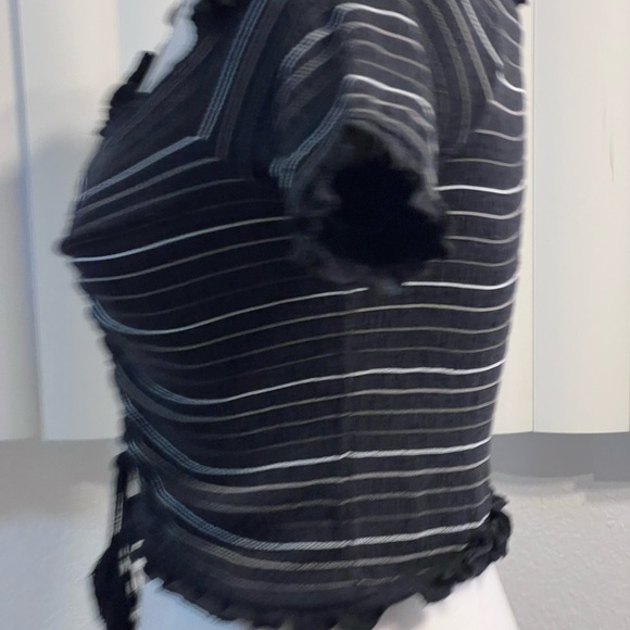 storia crop top large ruffle stripped Rayon Polyester - Picture 4 of 9